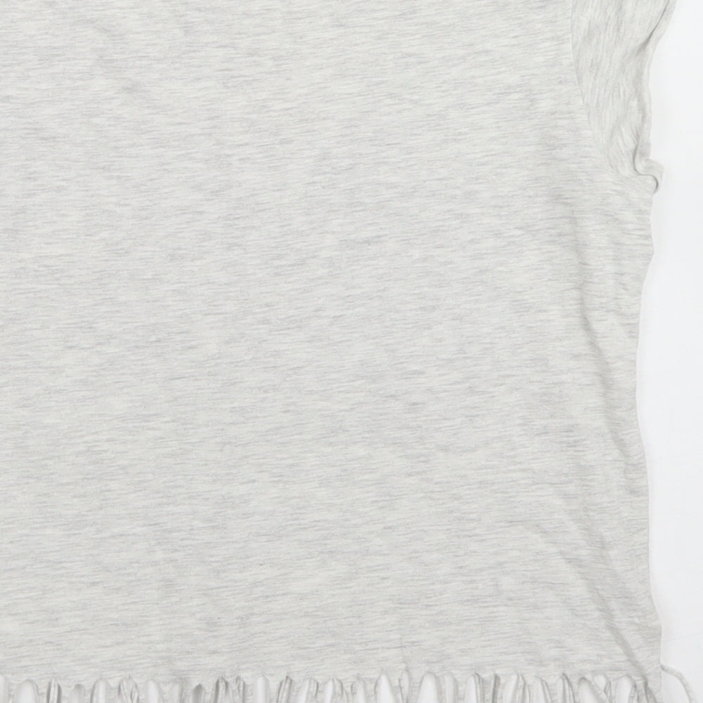 H&M Girls Grey  Cotton Cropped T-Shirt Size 11-12 Years Crew Neck  - New York