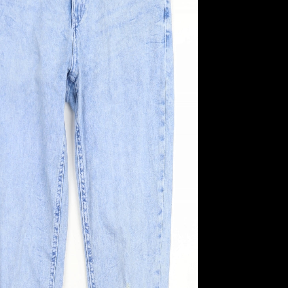 F&F Womens Blue  Cotton Mom Jeans Size 12 L26 in Regular Button