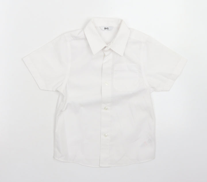 BHS Boys White  Cotton Basic Button-Up Size 4 Years Collared Button - School Wear