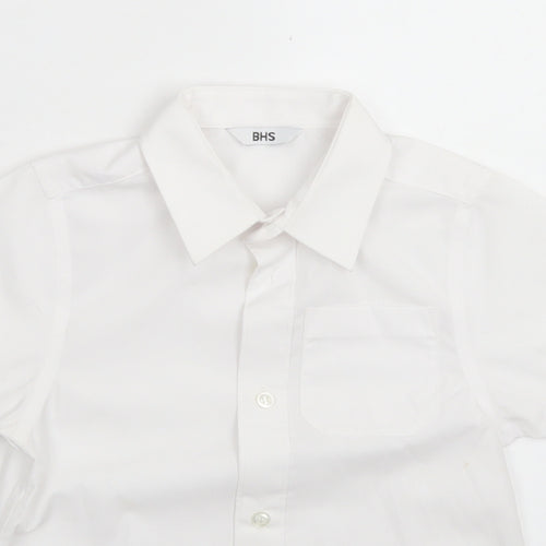 BHS Boys White  Cotton Basic Button-Up Size 4 Years Collared Button - School Wear