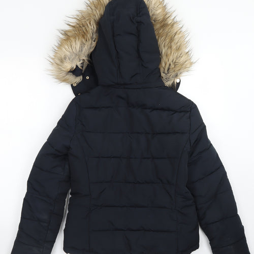 Topshop Womens Blue   Parka Coat Size 8  Zip