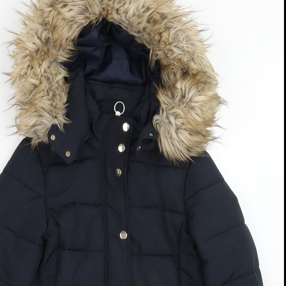 Topshop Womens Blue   Parka Coat Size 8  Zip