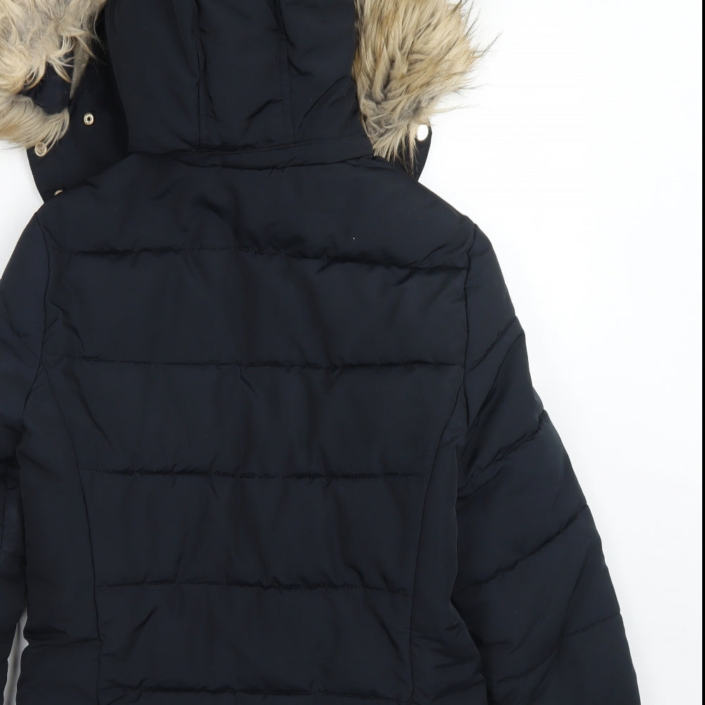 Topshop Womens Blue   Parka Coat Size 8  Zip