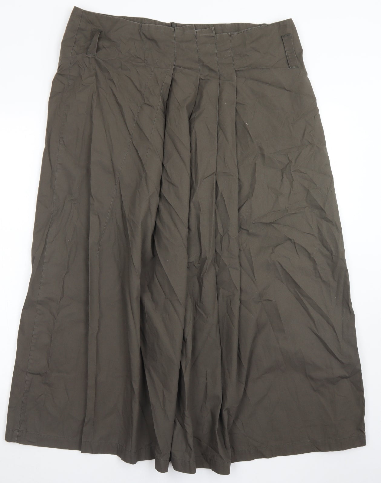 Per Una  Womens Green  Cotton Pleated Skirt Size 18   Zip