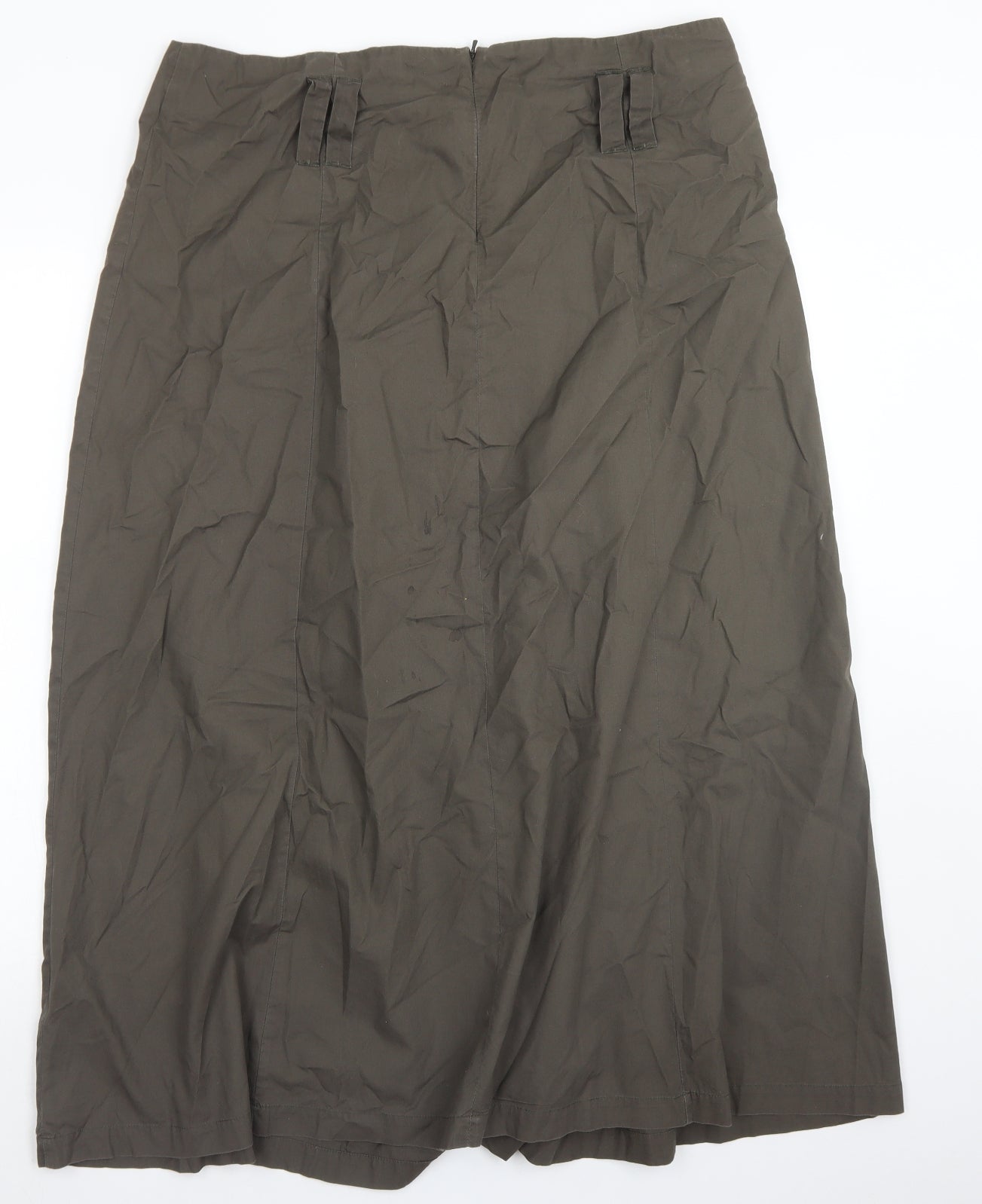 Per Una  Womens Green  Cotton Pleated Skirt Size 18   Zip