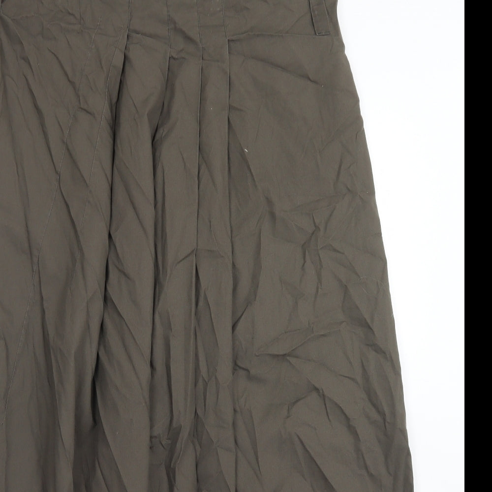 Per Una  Womens Green  Cotton Pleated Skirt Size 18   Zip