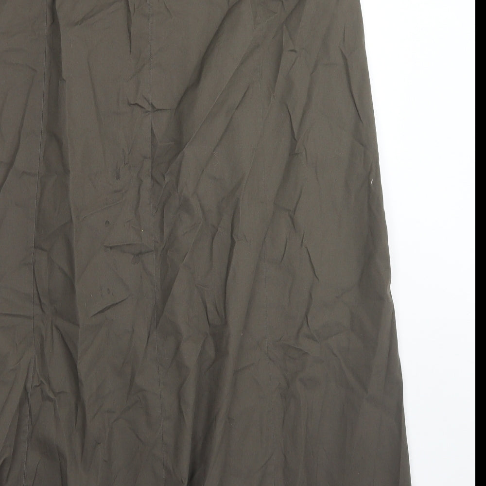 Per Una  Womens Green  Cotton Pleated Skirt Size 18   Zip