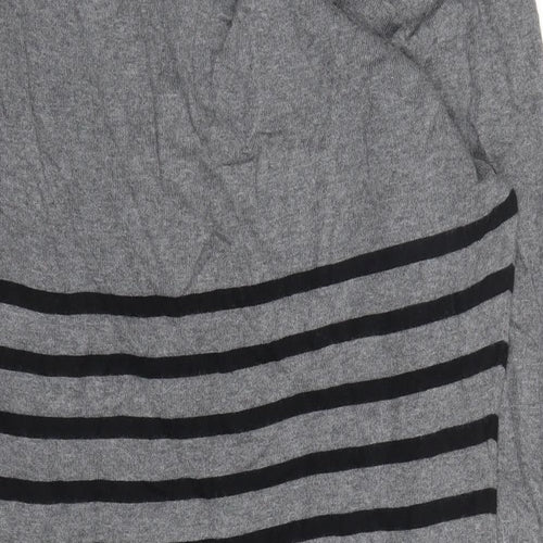 NEXT Womens Grey V-Neck Striped Cotton Tunic Jumper Size 8