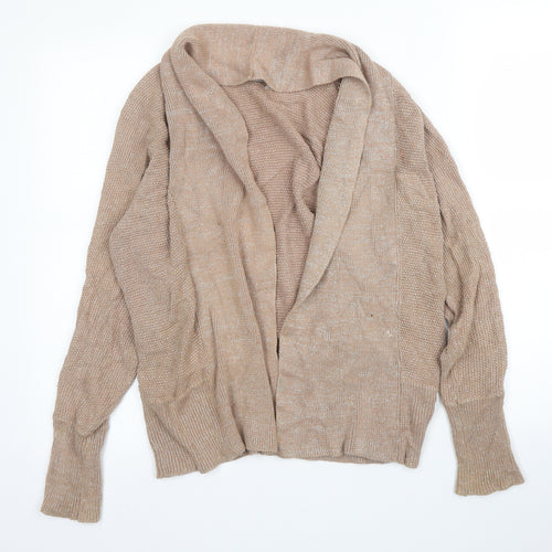 M&S Womens Beige V-Neck  Cotton Cardigan Jumper Size 10