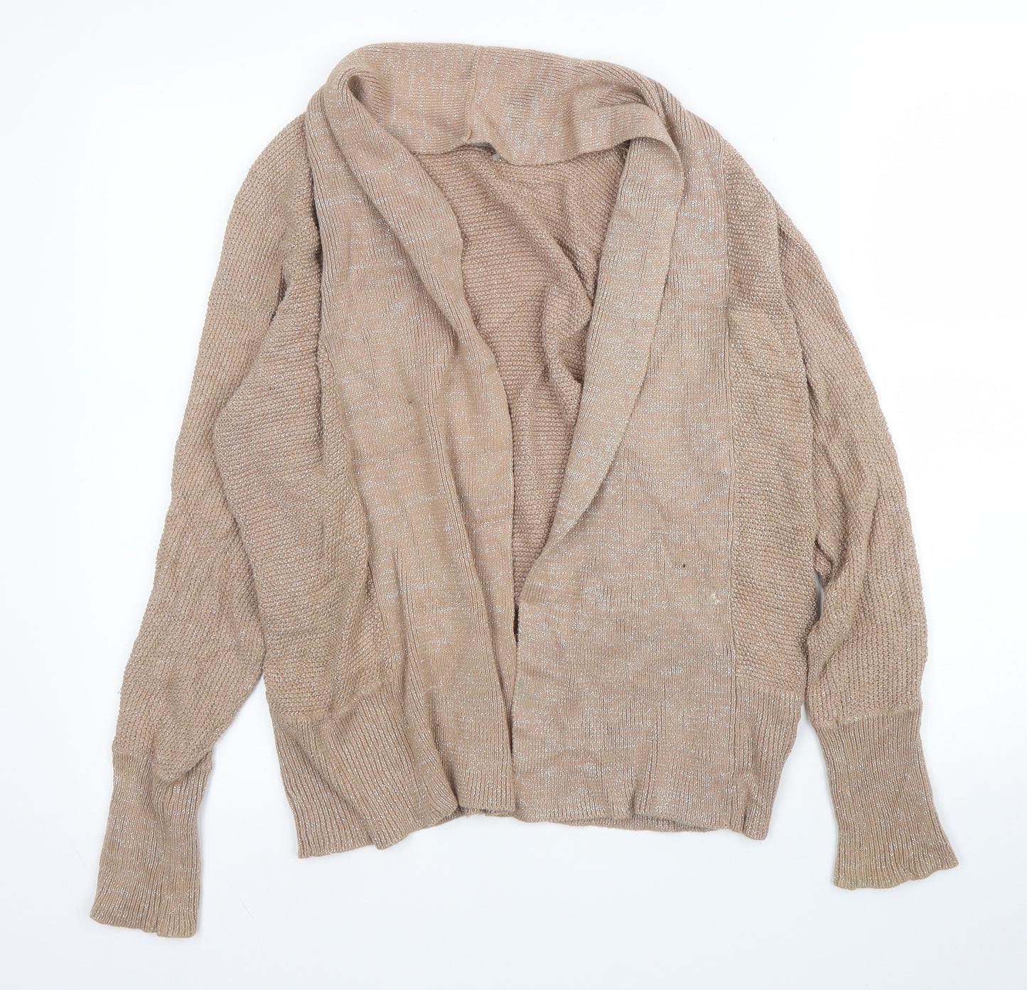 M&S Womens Beige V-Neck  Cotton Cardigan Jumper Size 10