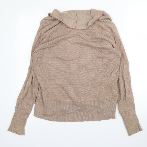 M&S Womens Beige V-Neck  Cotton Cardigan Jumper Size 10