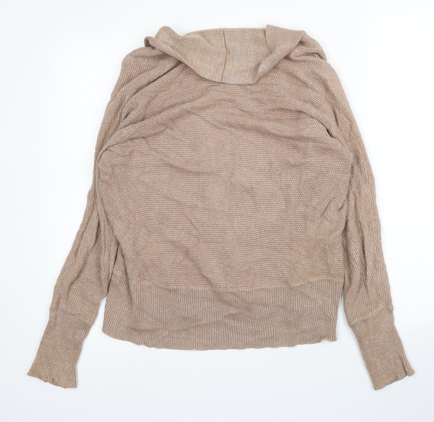 M&S Womens Beige V-Neck  Cotton Cardigan Jumper Size 10