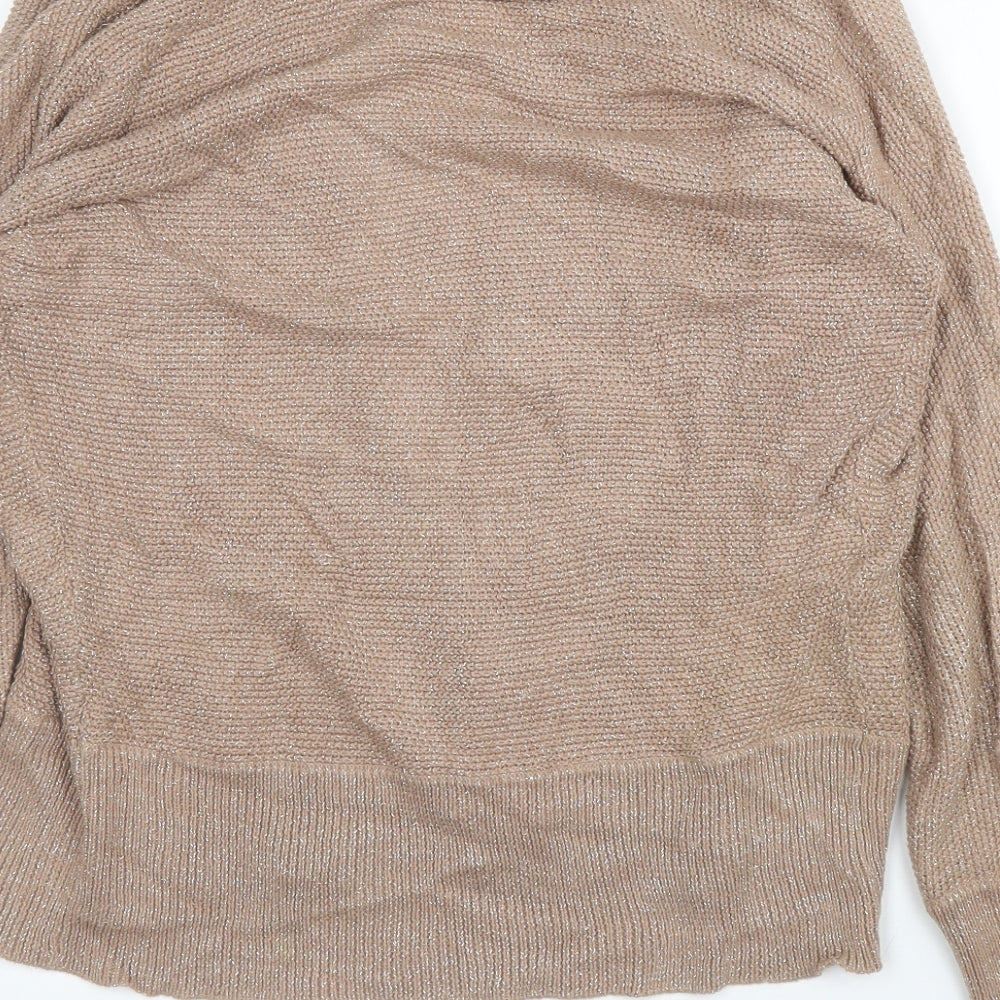 M&S Womens Beige V-Neck  Cotton Cardigan Jumper Size 10