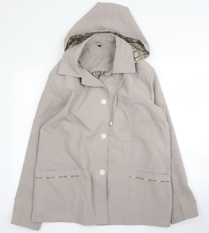 Finess Womens Beige Overcoat Coat Size 14 Button