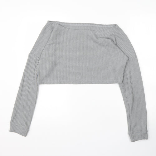 Preworn Womens Grey Boat Neck  Polyester Pullover Jumper Size L