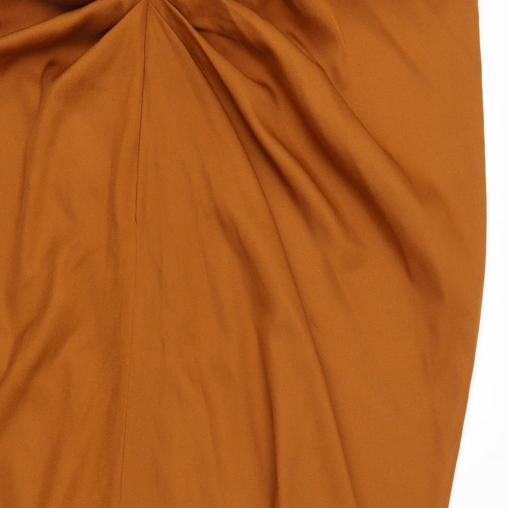PRETTYLITTLETHING Womens Brown  Polyester Mermaid  Size 14  Off the Shoulder Zip