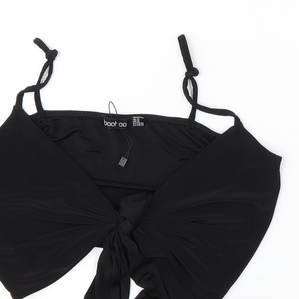 Boohoo Womens Black  Polyester Camisole Blouse Size 14 V-Neck