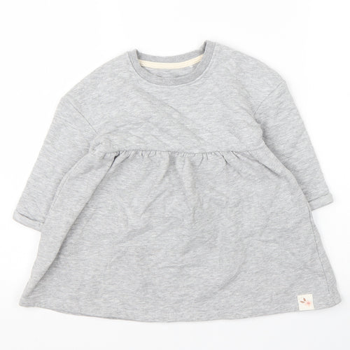 George Girls Grey  Cotton Jumper Dress  Size 18 Months  Round Neck