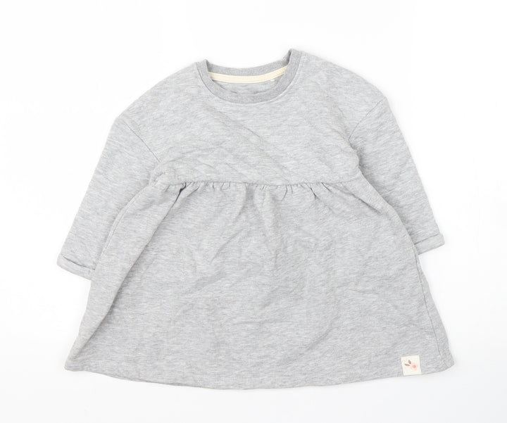 George Girls Grey Cotton Jumper Dress Size 18 Months Round Neck