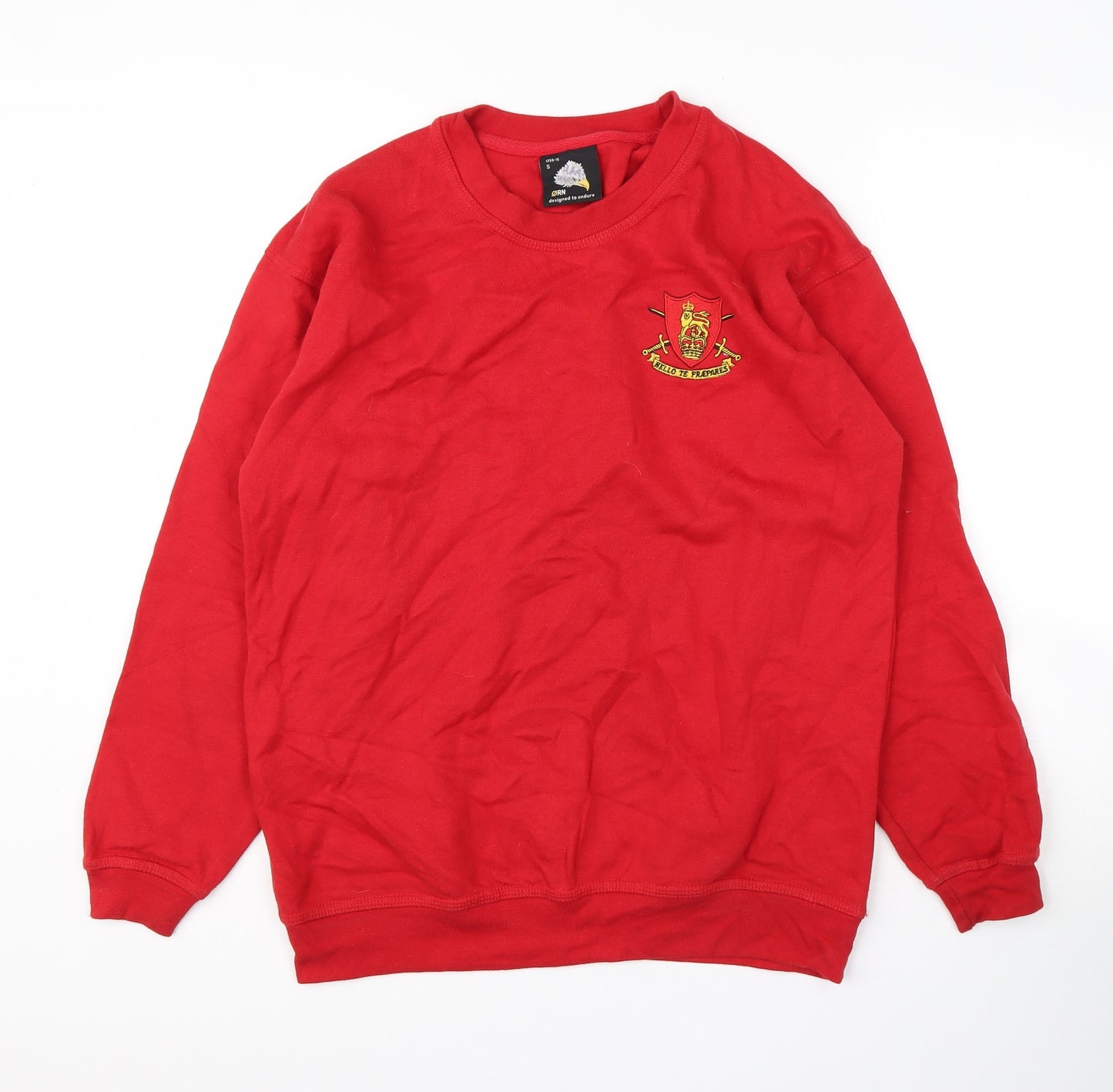 Orn Mens Red Round Neck  Cotton Pullover Jumper Size S