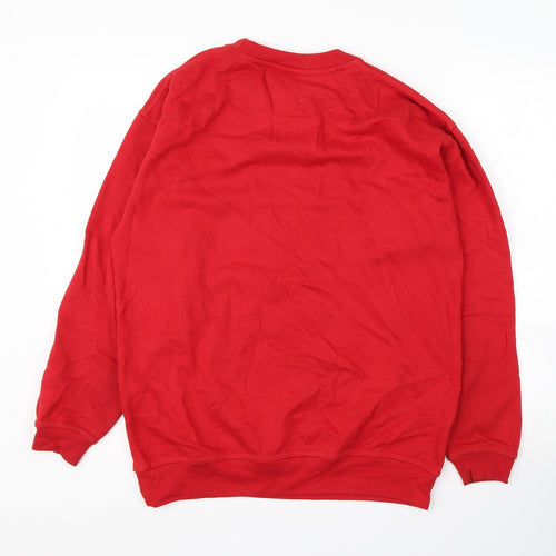 Orn Mens Red Round Neck  Cotton Pullover Jumper Size S