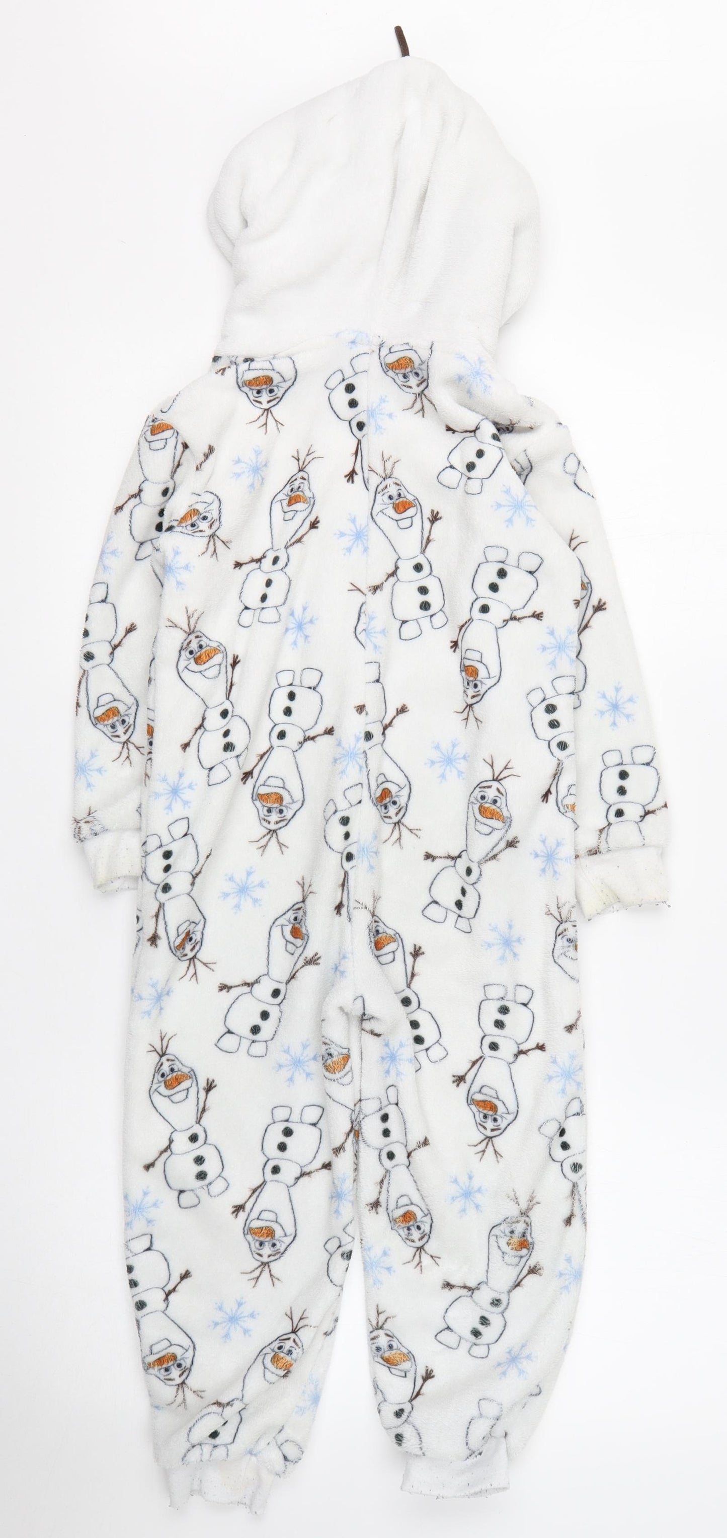 Tesco Girls White Solid Polyester Capri One Piece Size 4 Years  Zip - Frozen, Olaf