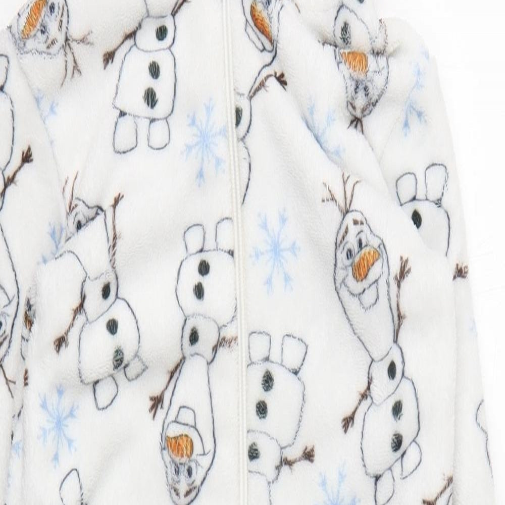 Tesco Girls White Solid Polyester Capri One Piece Size 4 Years  Zip - Frozen, Olaf