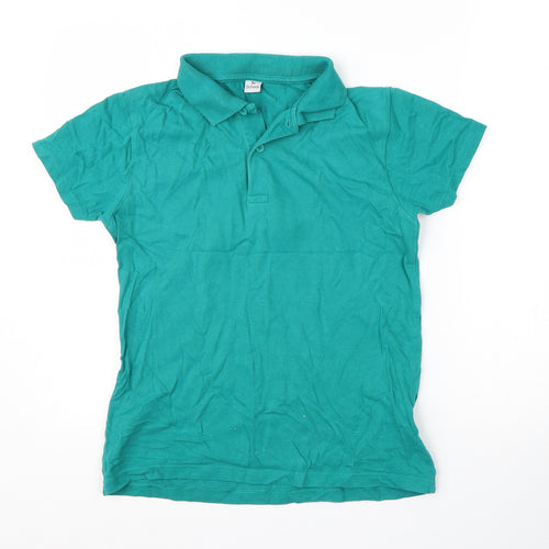 TU Girls Green  Cotton Basic Polo Size 11 Years Collared Button - School