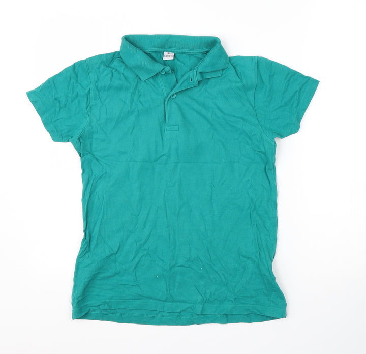 TU Girls Green  Cotton Basic Polo Size 11 Years Collared Button - School