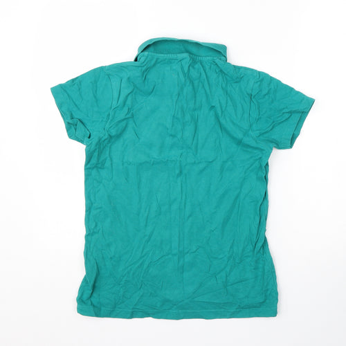 TU Girls Green  Cotton Basic Polo Size 11 Years Collared Button - School