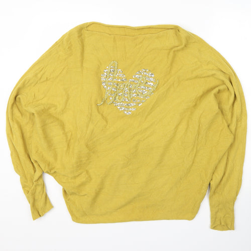 Preworn Womens Yellow Round Neck  Viscose Pullover Jumper Size M