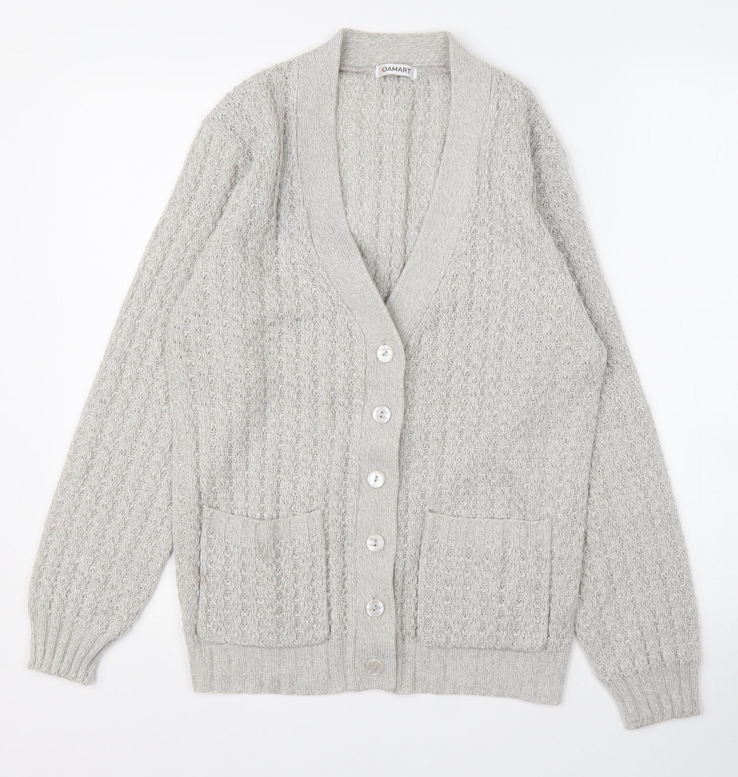 Damart Womens Grey V-Neck  Acrylic Cardigan Jumper Size M