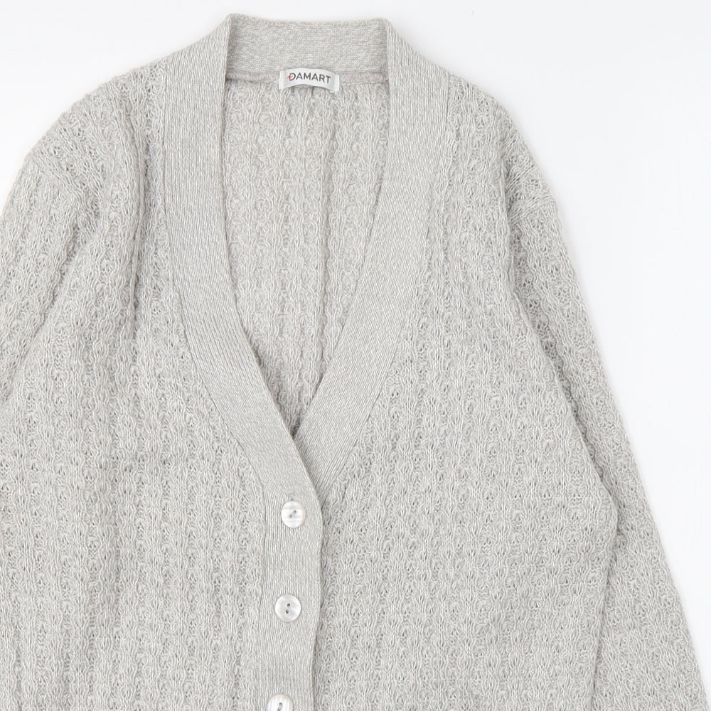 Damart Womens Grey V-Neck  Acrylic Cardigan Jumper Size M