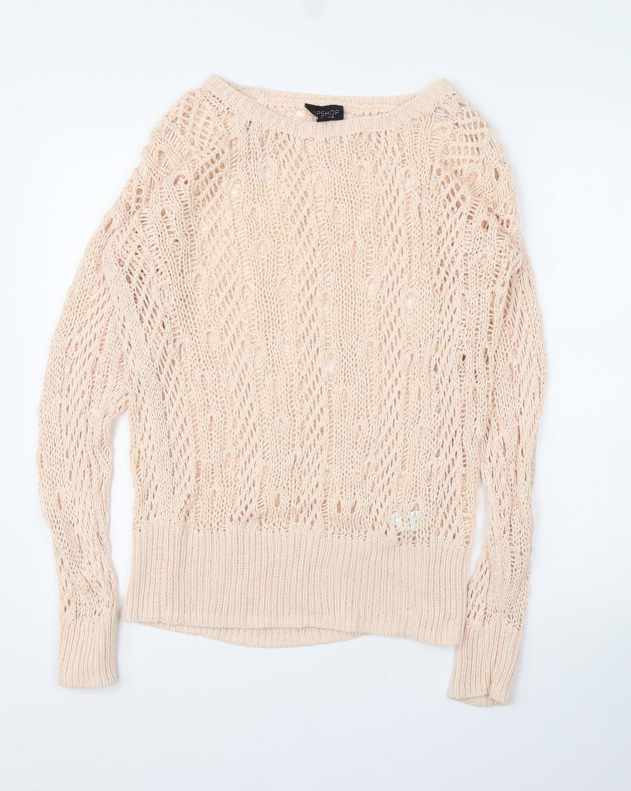 Topshop Womens Pink Round Neck  Cotton Pullover Jumper Size 10