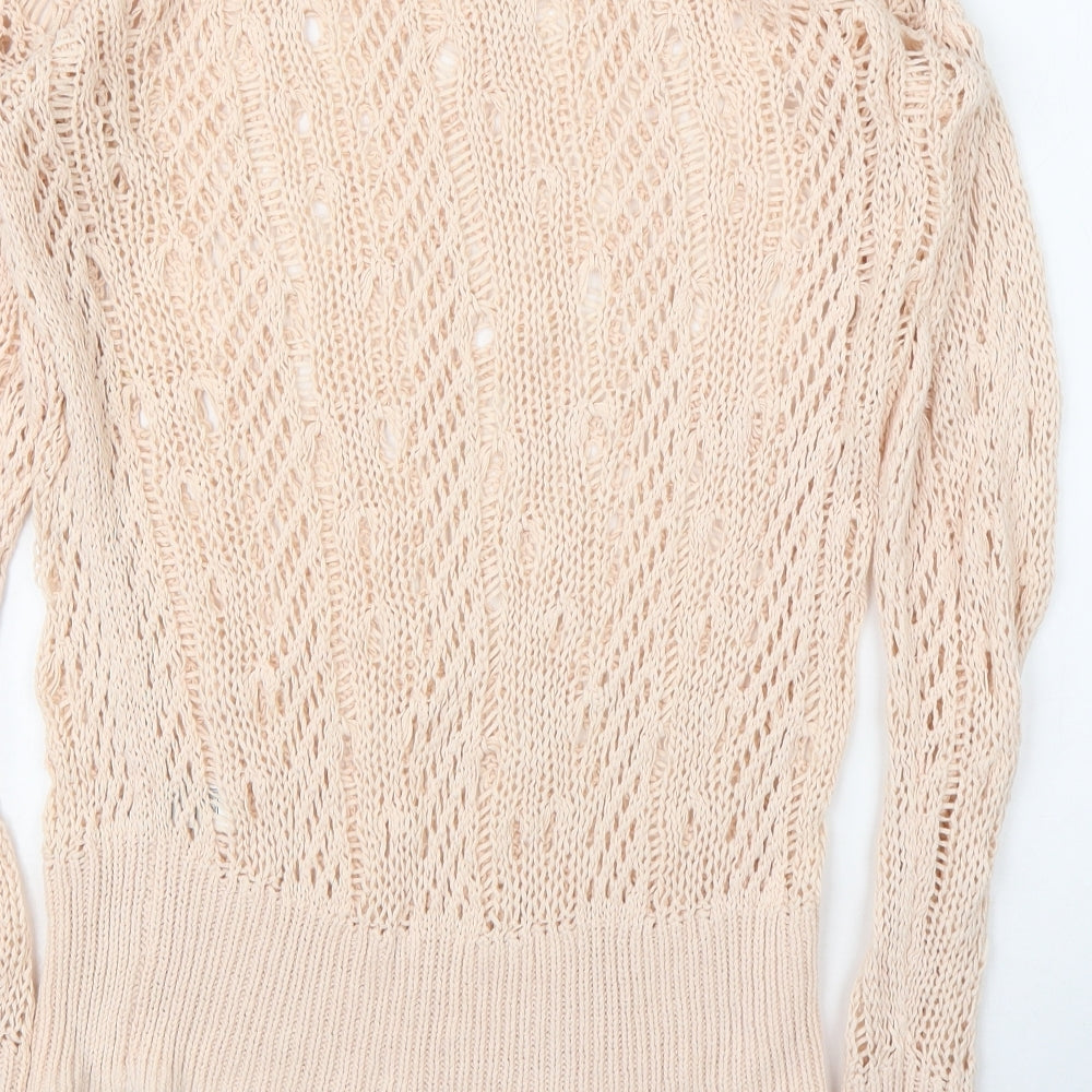 Topshop Womens Pink Round Neck  Cotton Pullover Jumper Size 10
