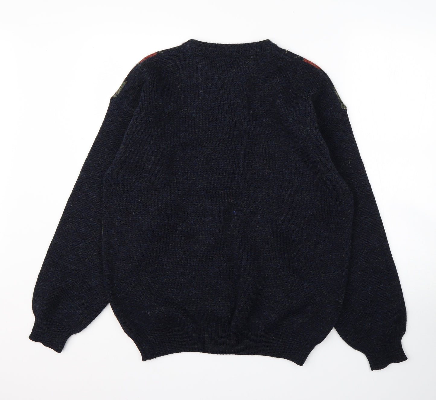 Greenwoods Mens Blue Round Neck Argyle/Diamond Acrylic Pullover Jumper Size L