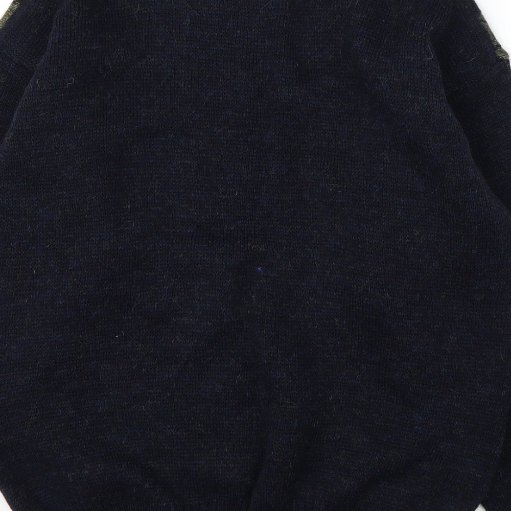 Greenwoods Mens Blue Round Neck Argyle/Diamond Acrylic Pullover Jumper Size L