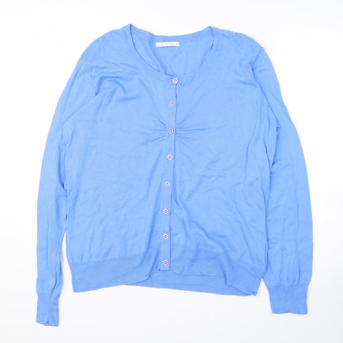 B. Young Womens Blue V-Neck  Cotton Cardigan Jumper Size XL