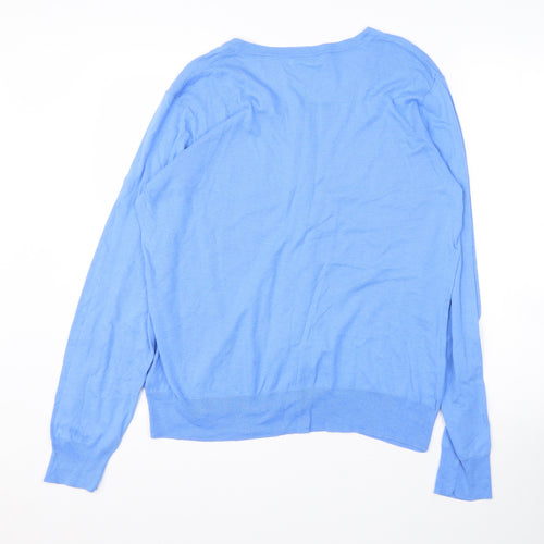 B. Young Womens Blue V-Neck  Cotton Cardigan Jumper Size XL