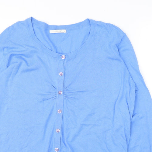 B. Young Womens Blue V-Neck  Cotton Cardigan Jumper Size XL
