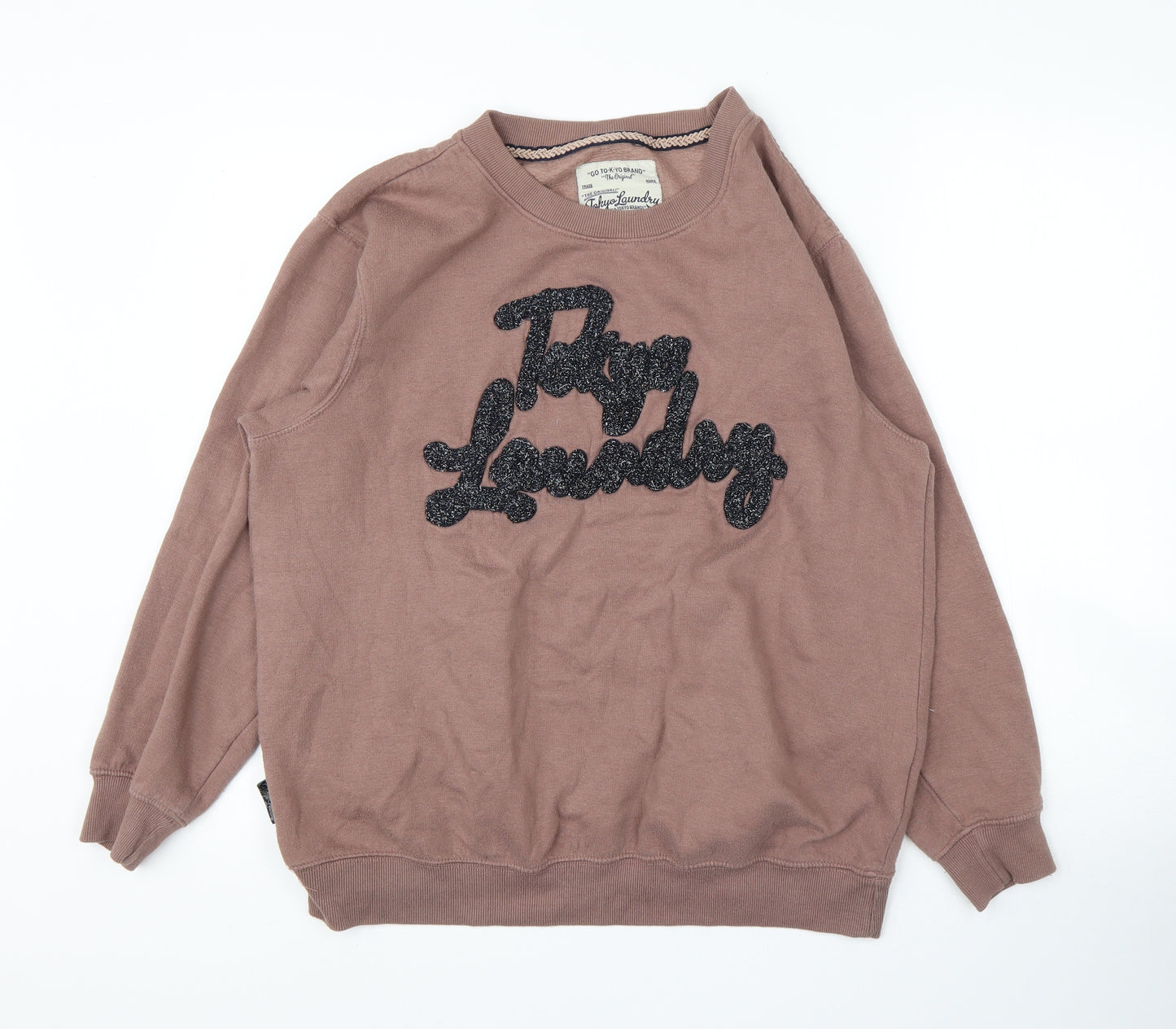 Tokyo Laundry Womens Brown Round Neck  Cotton Pullover Jumper Size 14