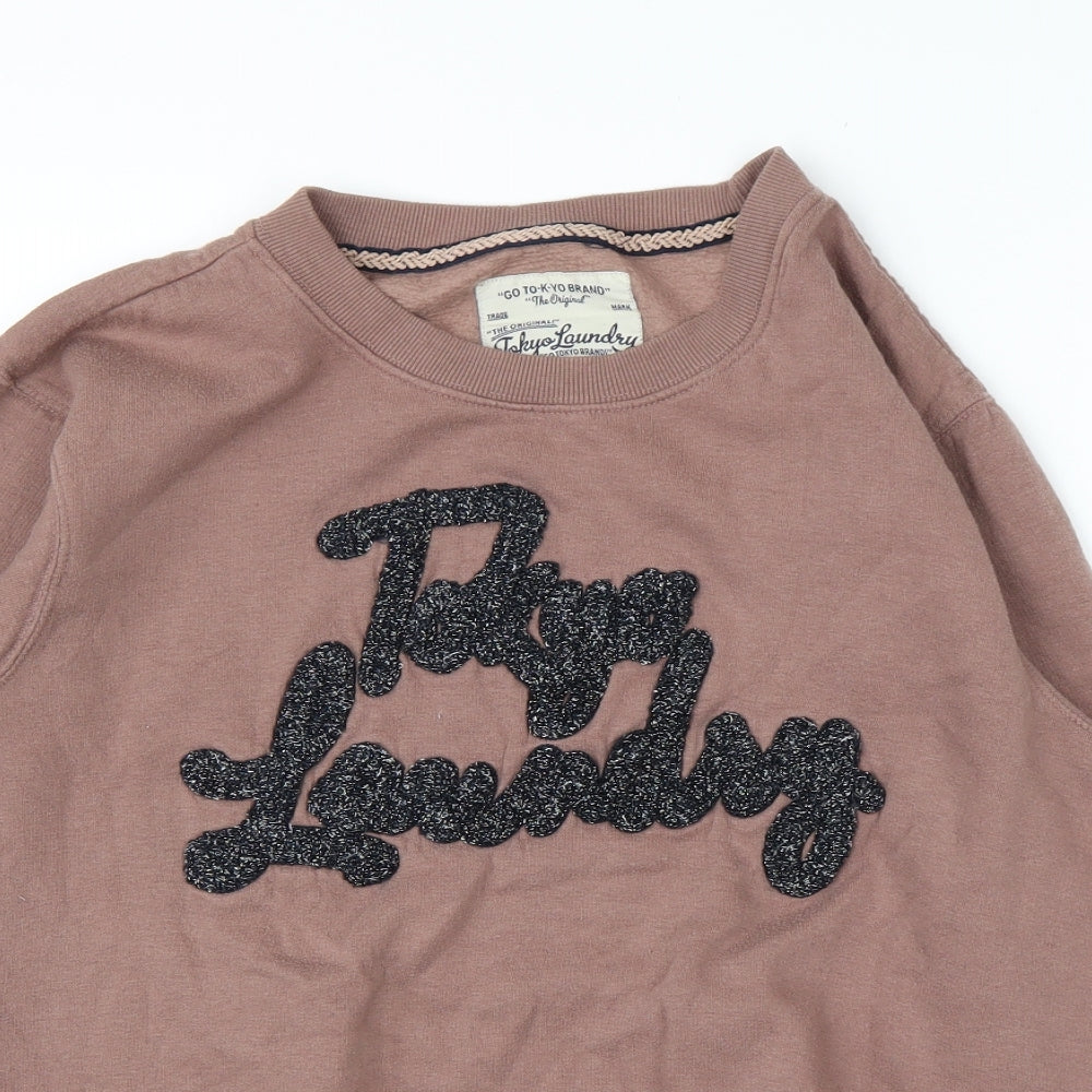 Tokyo Laundry Womens Brown Round Neck  Cotton Pullover Jumper Size 14
