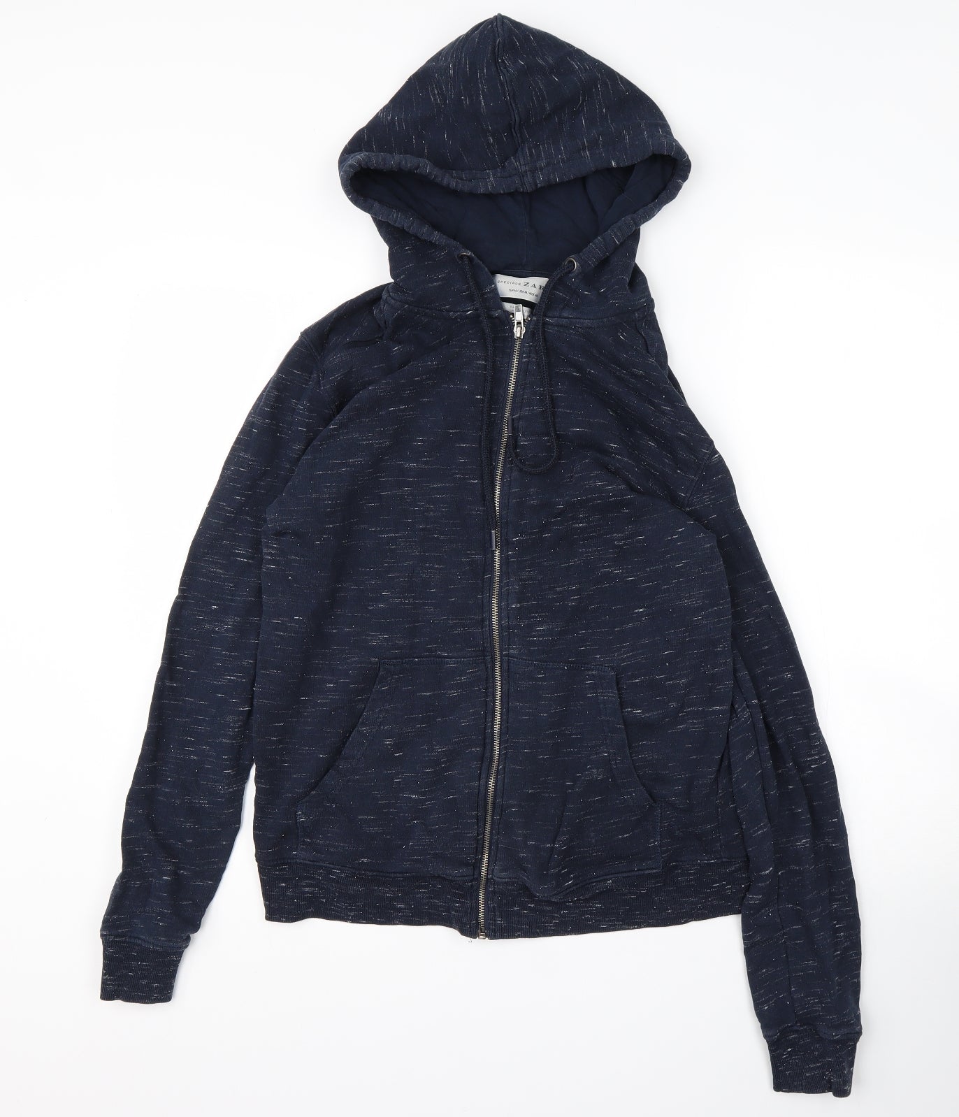 Zara Mens Blue  Cotton Full Zip Hoodie Size M
