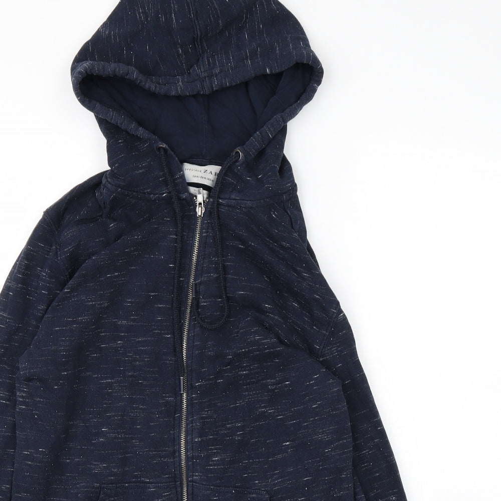 Zara Mens Blue  Cotton Full Zip Hoodie Size M
