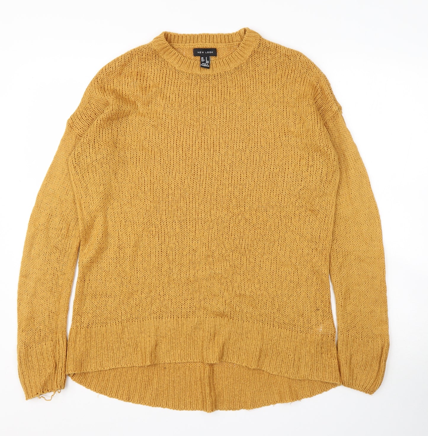 New Look Womens Yellow Round Neck  Acrylic Pullover Jumper Size S