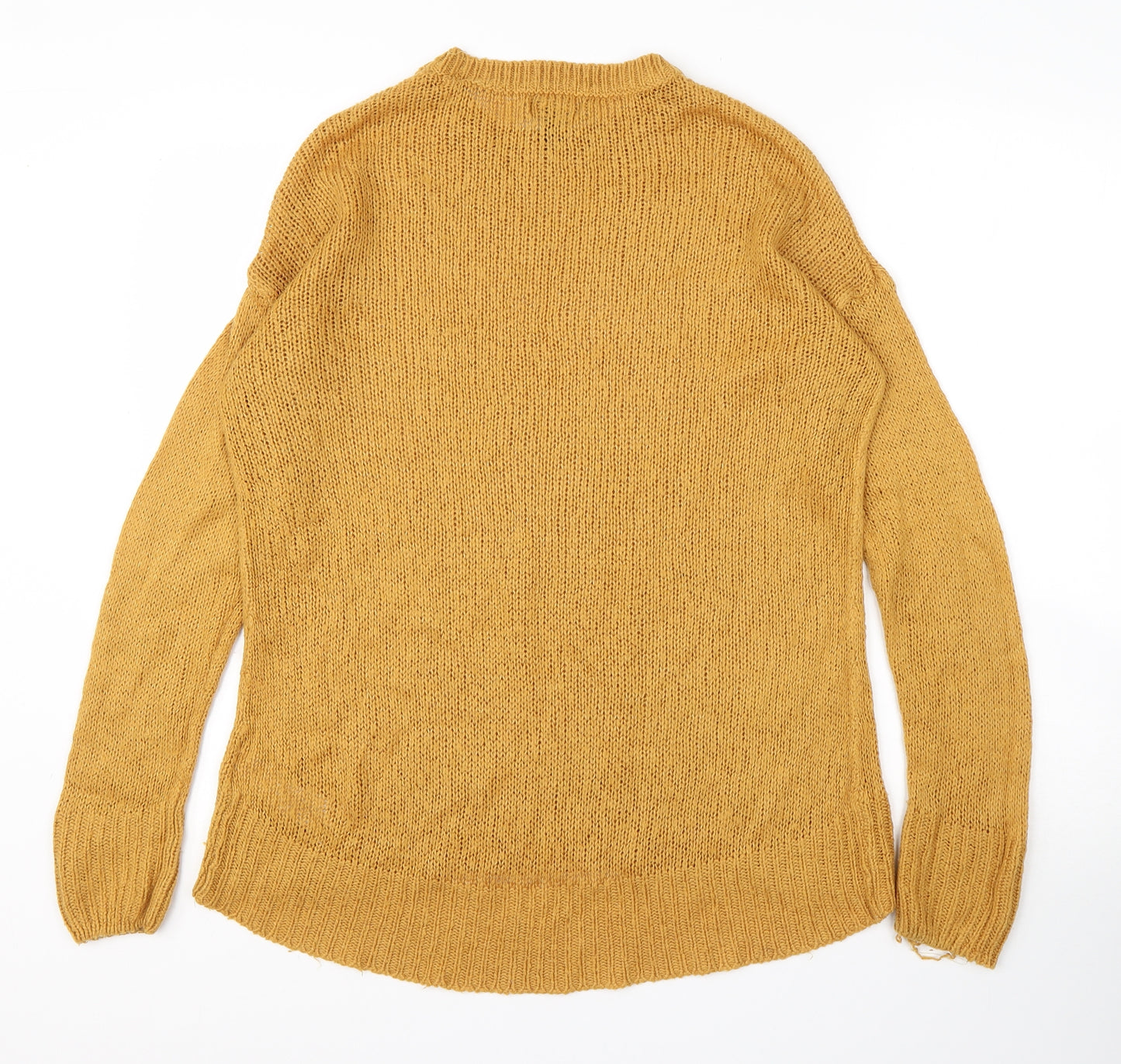 New Look Womens Yellow Round Neck  Acrylic Pullover Jumper Size S
