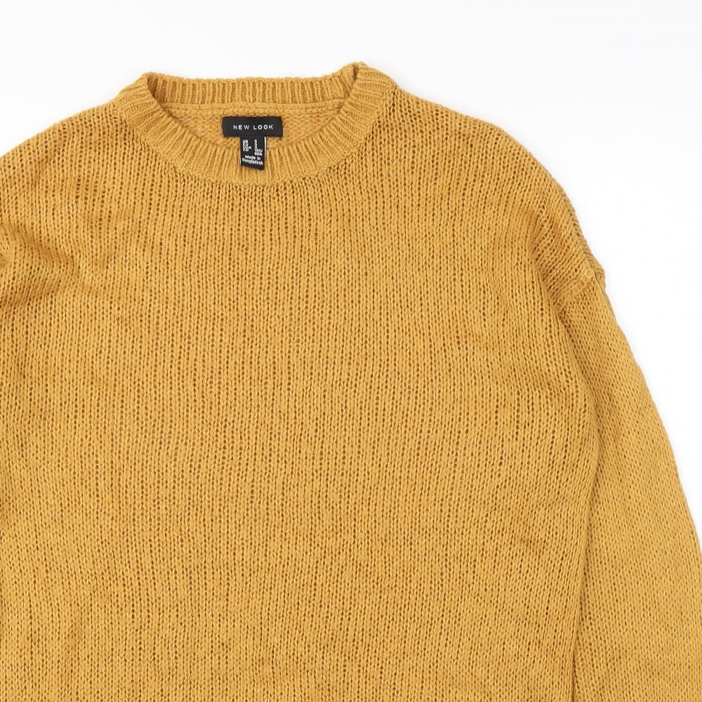 New Look Womens Yellow Round Neck  Acrylic Pullover Jumper Size S