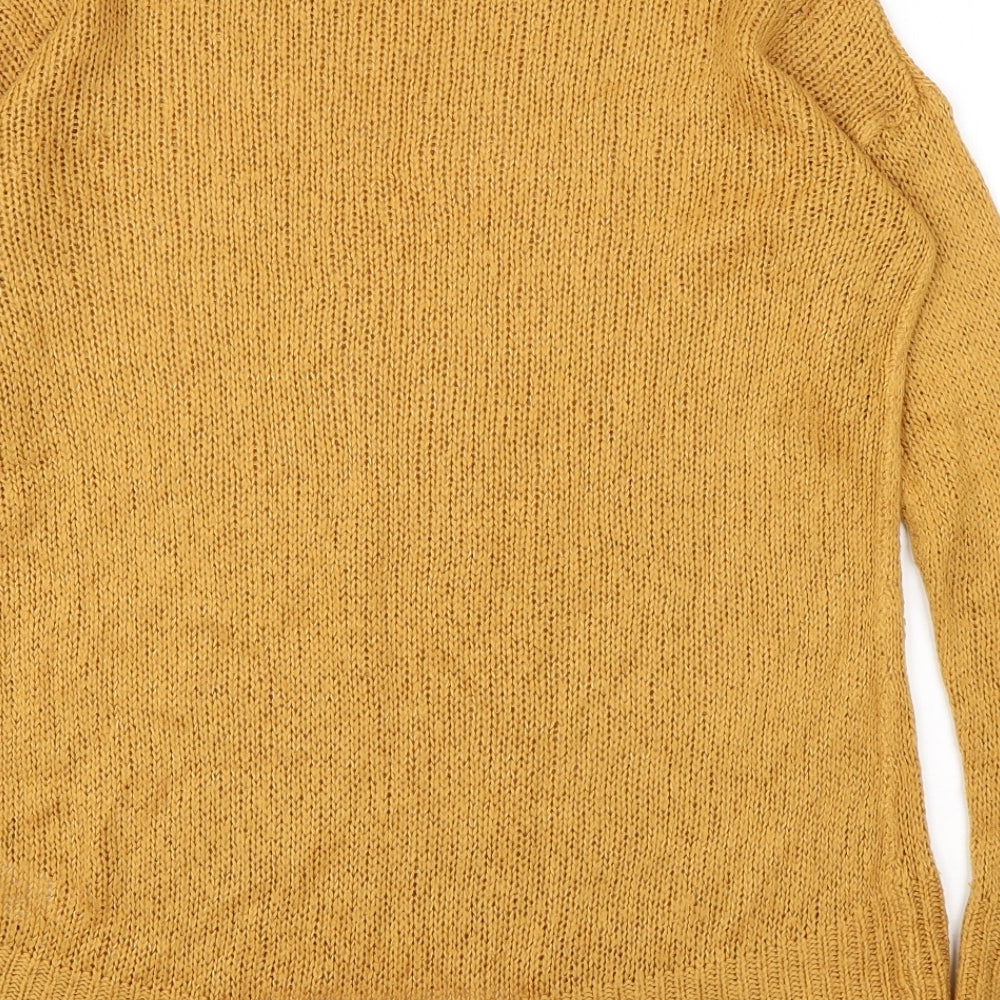 New Look Womens Yellow Round Neck  Acrylic Pullover Jumper Size S