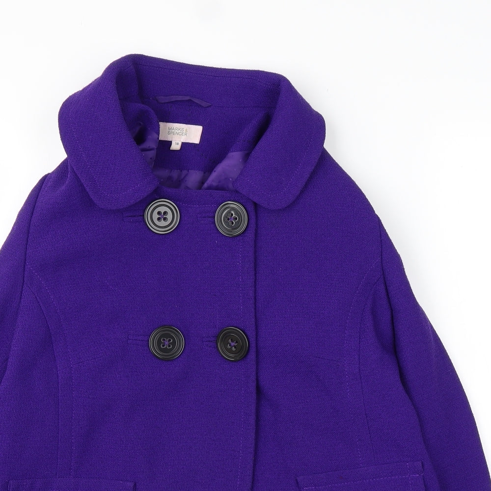 M&S Womens Purple   Pea Coat Jacket Size 18  Button
