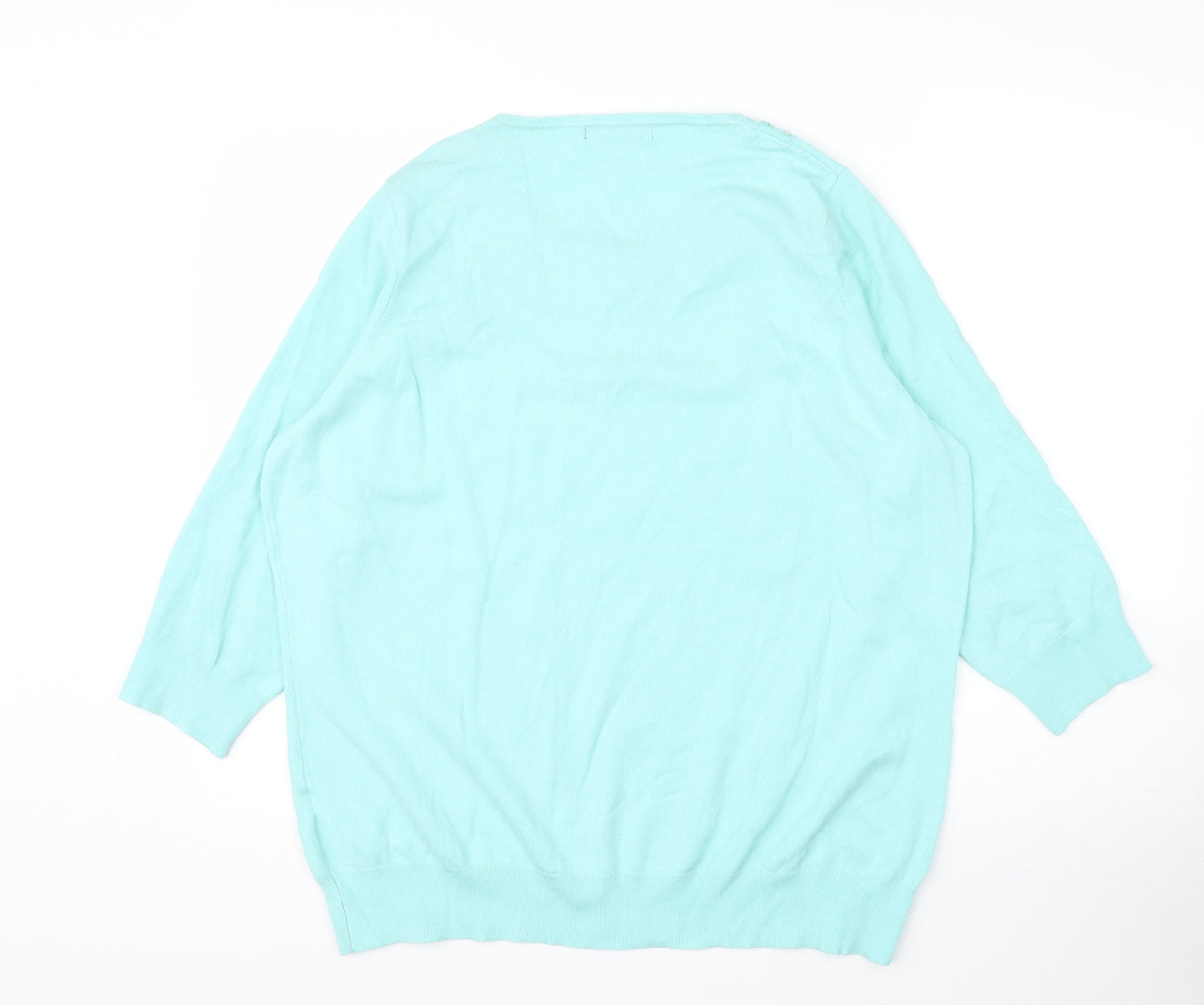 BM Womens Green  Viscose Basic Blouse Size L Scoop Neck